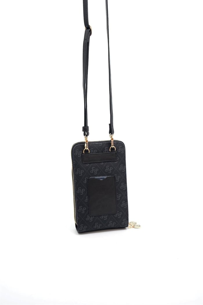 Silver Polo Siyah - Siyah Monogram Kadın Telefon Çantası SP1011