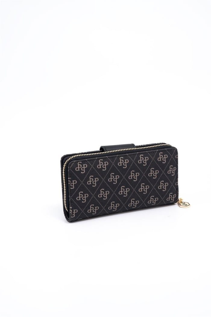Silver & Polo SP928 Kadın Cüzdan & Kartlık Monogram Füme-Siyah