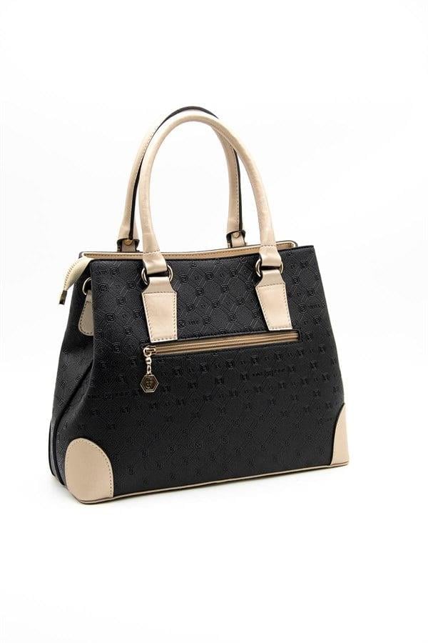 Silver & Polo SP667 Kadın El Çantası Logolu Siyah-S.Nut