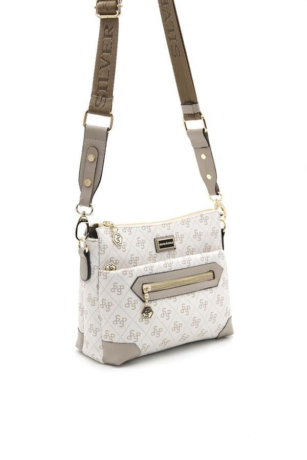 Silver Polo Bej - Kum Monogram Kadın Çapraz Çanta SP1110