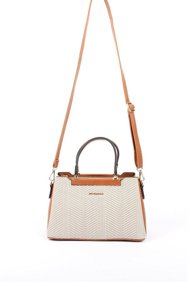 Silver & Polo SP913 Kadın El Çantası Hasır Bej-Taba