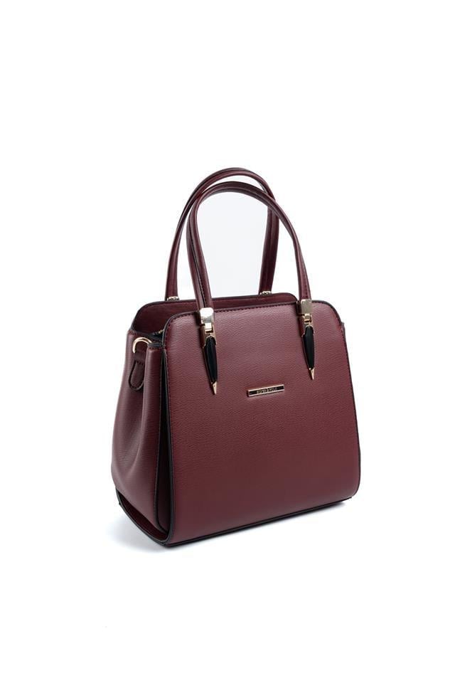 Silver Polo Bordo - Bordo Düz Kadın El Çantası SP1136