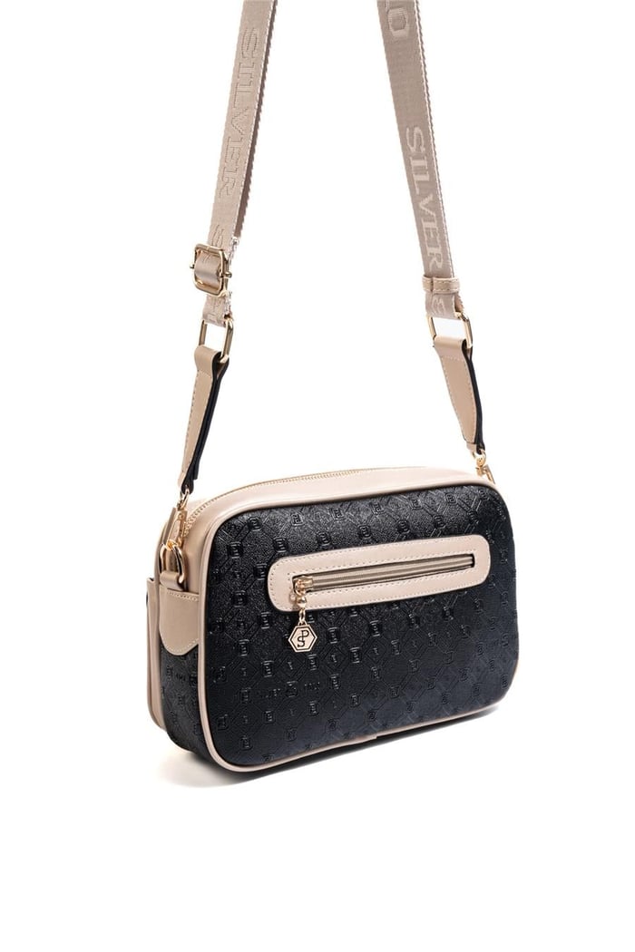 Silver & Polo SP1267 Kadın Çapraz Çanta Logolu Siyah-S.Nut
