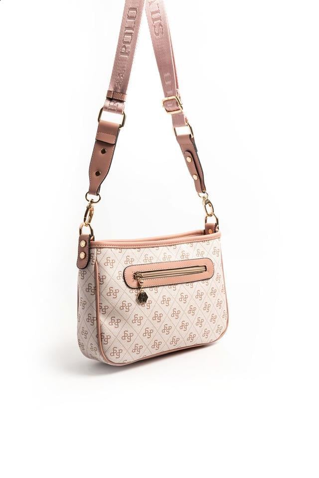 Silver Polo Pembe - Somon Monogram Kadın Çapraz Çanta SP1160