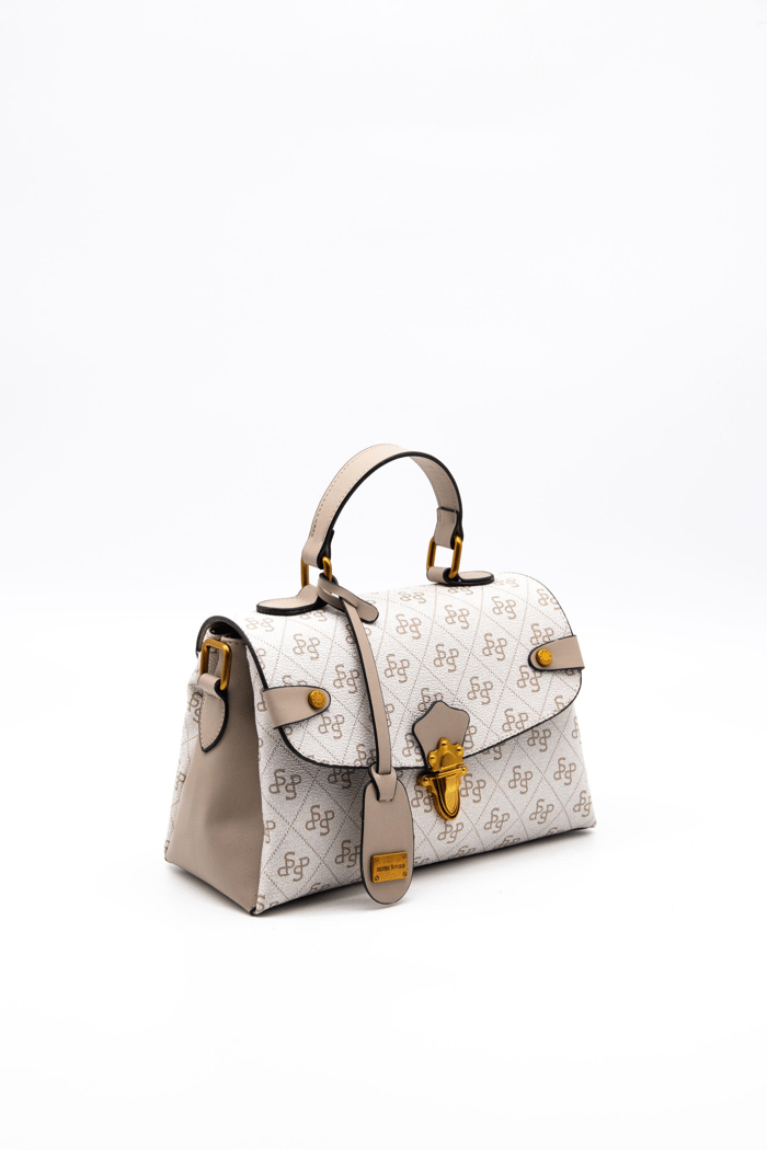Silver Polo Bej - Kum Monogram Kadın El Çantası SP1159