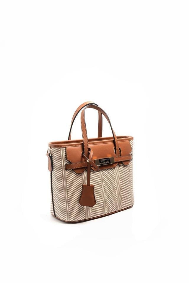Silver & Polo SP1185 Kadın El Çantası Hasır Bej-Taba