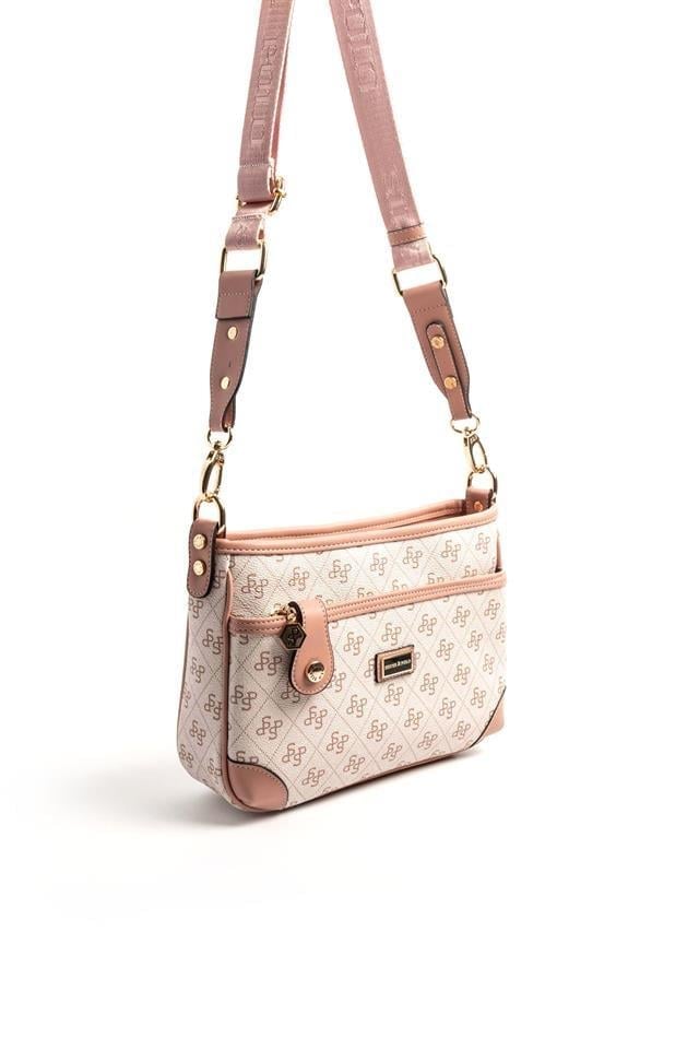 Silver Polo Pembe - Somon Monogram Kadın Çapraz Çanta SP1160