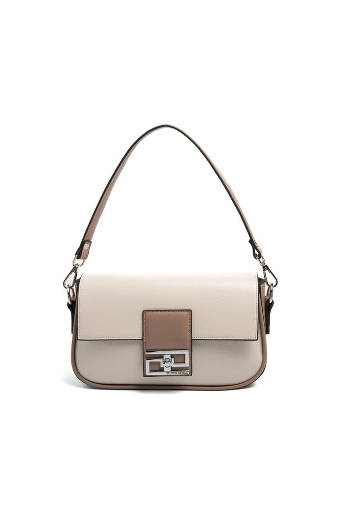 Silver & Polo SP1179 Kadın Omuz Çantası Düz Bej-Latte