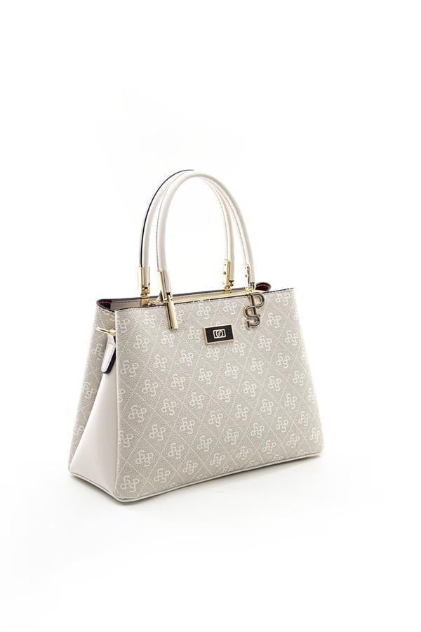Silver Polo Taş - Kemik Monogram Kadın El Çantası SP1098