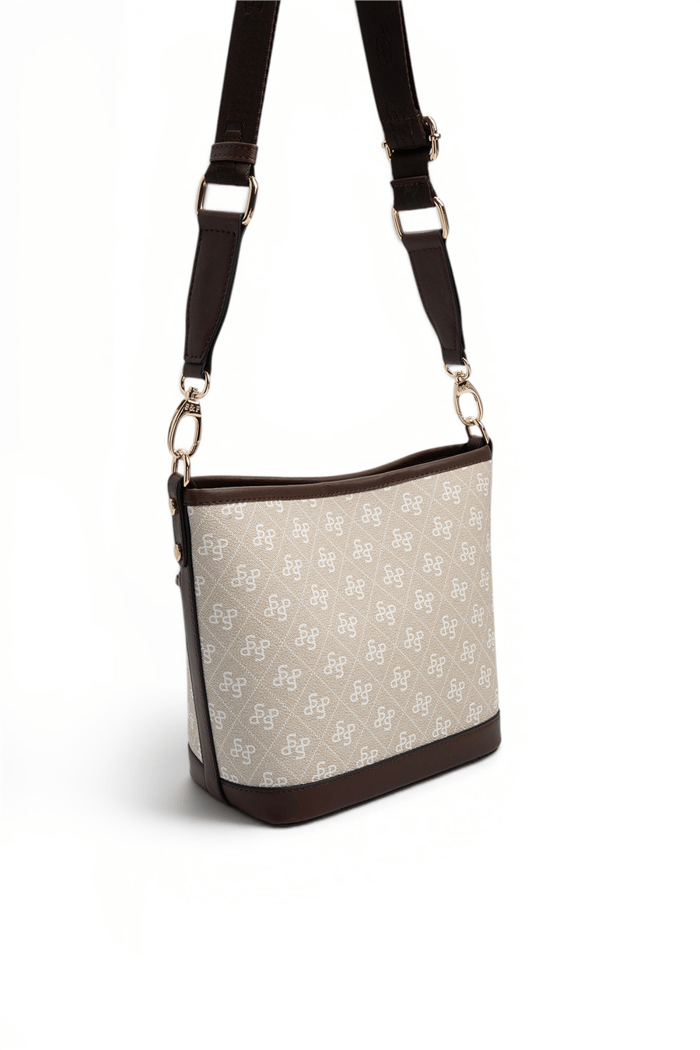 Silver Polo Taş - Kahve Monogram Kadın Omuz Çantası SP1284
