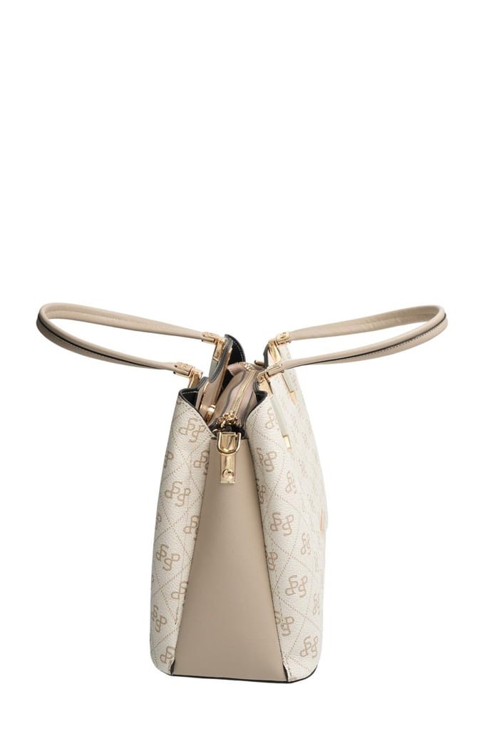 Silver Polo Bej - Kum Monogram Kadın El Çantası SP1205