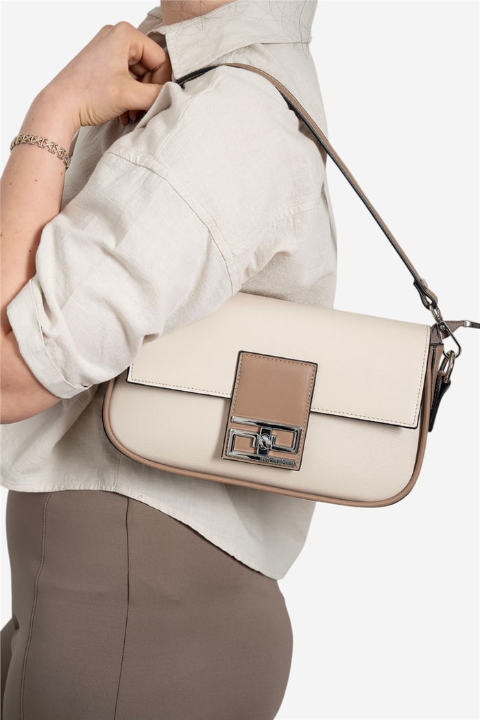 Silver & Polo SP1179 Kadın Omuz Çantası Düz Bej-Latte