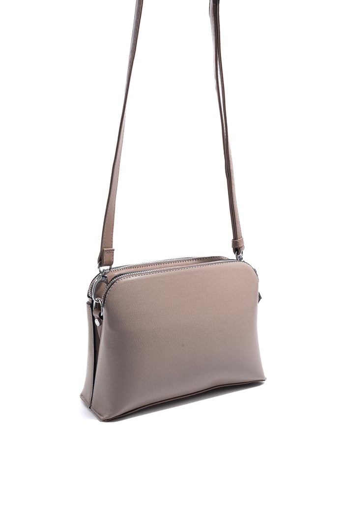 Silver Polo Koyu Bej - Latte Düz Kadın Çapraz Çanta SP623