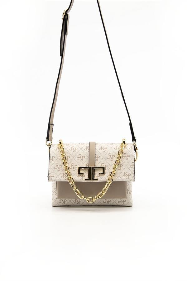 Silver & Polo SP1148 Kadın Çapraz Çanta Monogram Bej-Kum