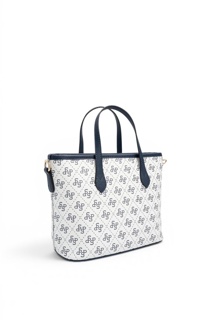 Silver Polo Beyaz - Lacivert Monogram Kadın El Çantası SP1185