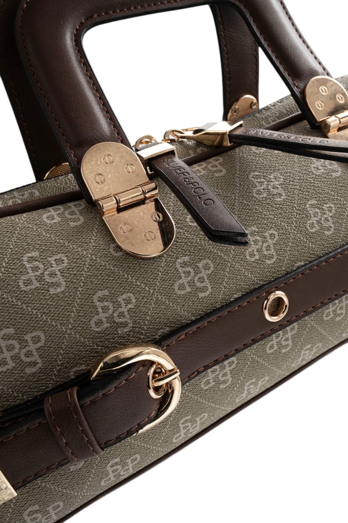 Silver Polo Y.Yeşil - Kahve Monogram Kadın El Çantası SP1258
