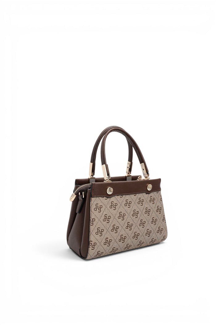 Silver Polo Koyu Bej - Kahve Monogram Kadın El Çantası SP1293