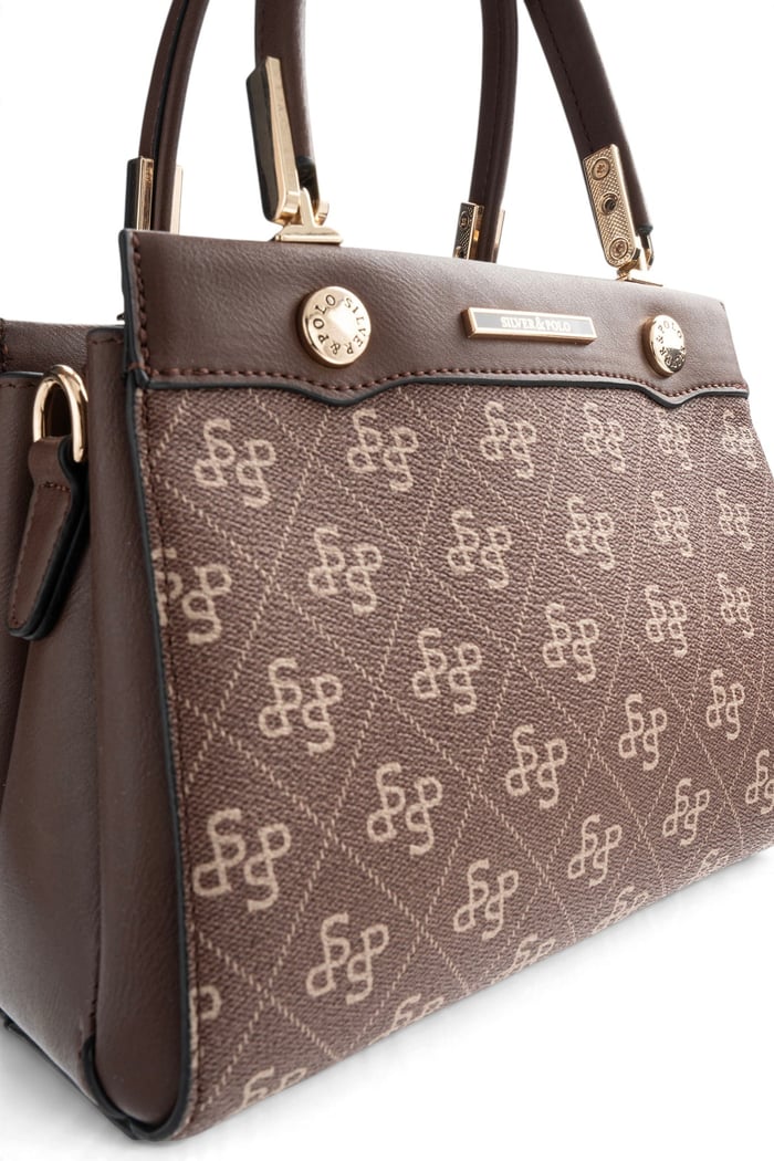 Silver Polo Kahve - Kahve Monogram Kadın El Çantası SP1292