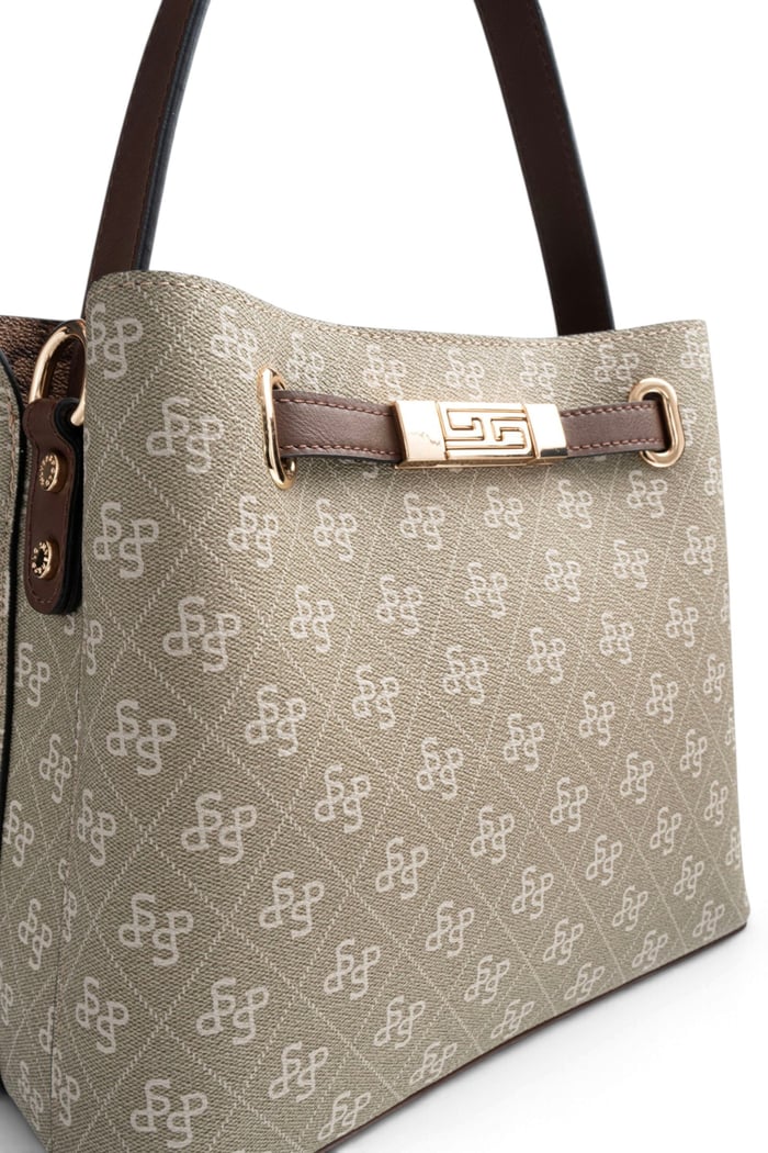 Silver Polo Y.Yeşil - Kahve Monogram Kadın El Çantası SP1293
