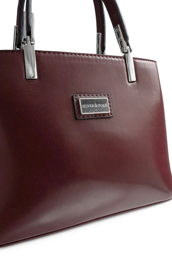 Silver Polo Bordo - Bordo Düz Cilt Kadın El Çantası SP987