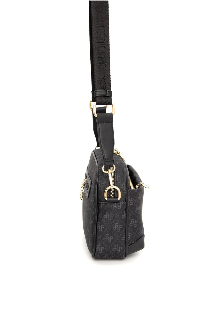 Silver Polo Siyah - Siyah Monogram Kadın Çapraz Çanta SP1094