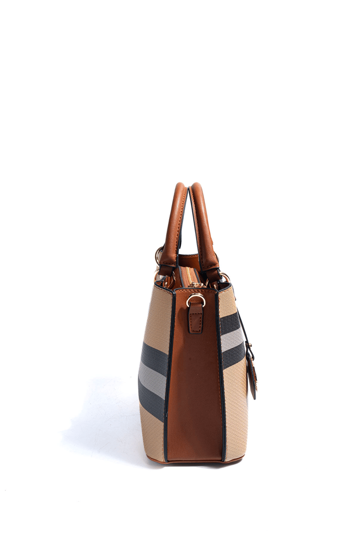 Silver & Polo SP1272 Kadın El Çantası Ekose Bej-Taba