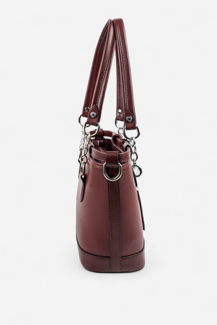 Silver Polo Bordo - Bordo Düz Kadın El Çantası SP1155