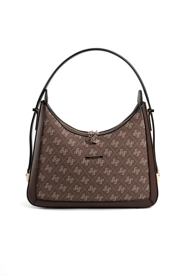 Silver & Polo SP1187 Kadın Omuz Çantası Monogram Kahve