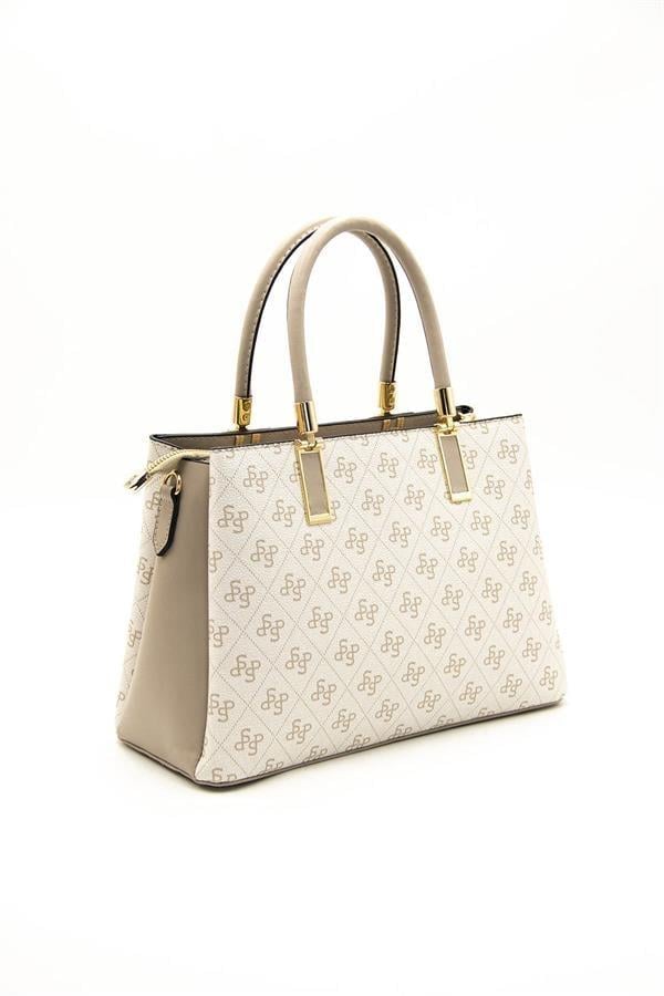 Silver Polo Bej - Kum Monogram Kadın El Çantası SP1000