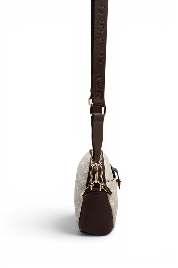 Silver & Polo SP1144 Kadın Çapraz Çanta Monogram Taş-Kahve