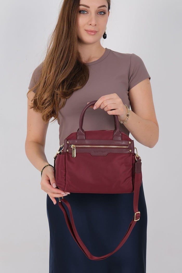 Silver Polo Bordo - Bordo Saten Kadın El Çantası SP1219