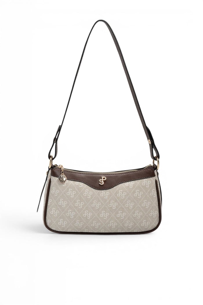 Silver Polo SP1274 Kadın Çapraz Çanta Monogram Taş-Kahve