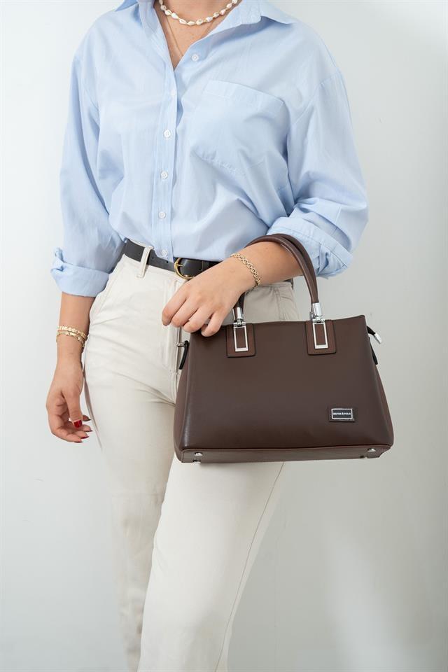 Silver & Polo SP1000 Kadın El Çantası Düz Kahve