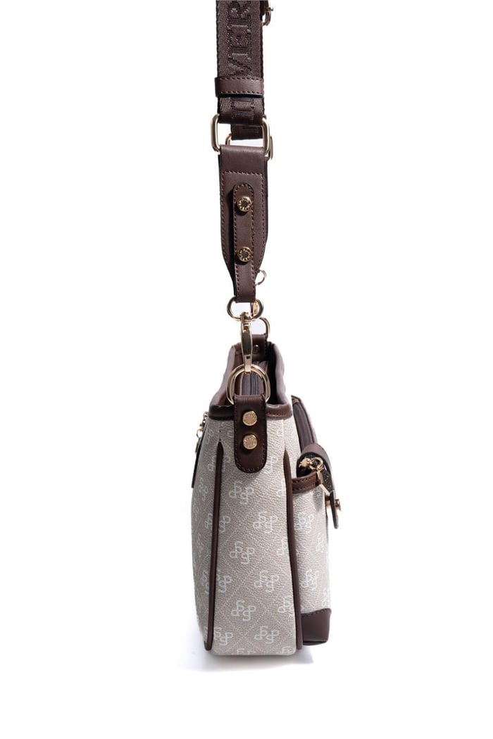 Silver Polo Taş - Kahve Monogram Kadın Çapraz Çanta SP1160