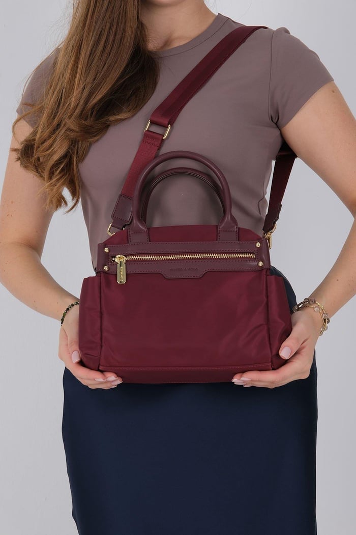 Silver Polo Bordo - Bordo Saten Kadın El Çantası SP1219