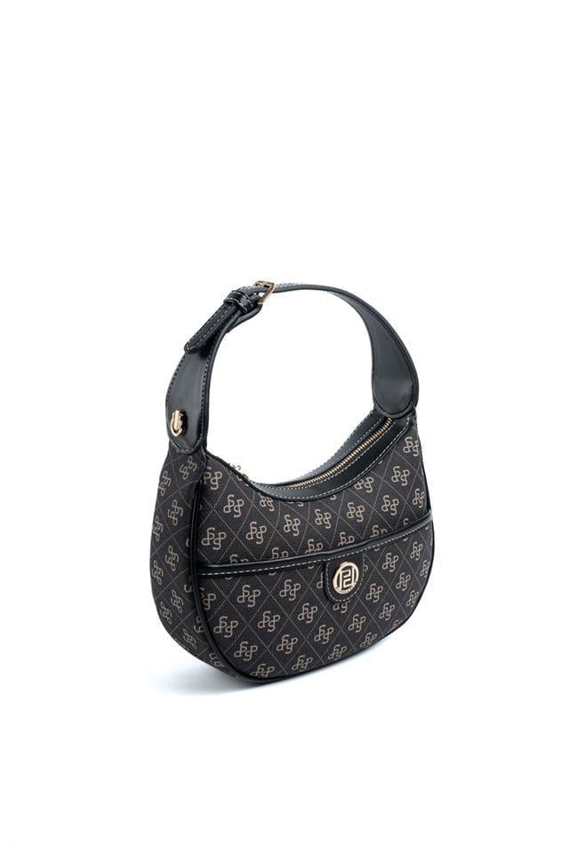 Silver & Polo SP1194 Kadın Omuz Çantası Monogram Füme-Siyah