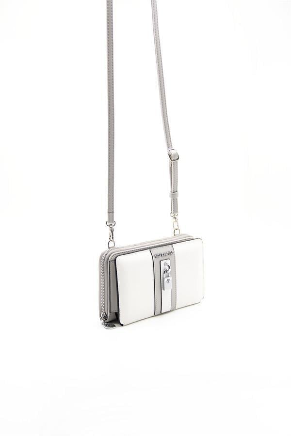 Silver & Polo SP1138 Kadın Telefon Çantası Düz Beyaz-A.Gri-Beyaz