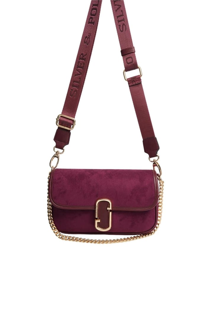 Silver Polo Bordo - Bordo Süet Kadın Omuz Çantası SP1171