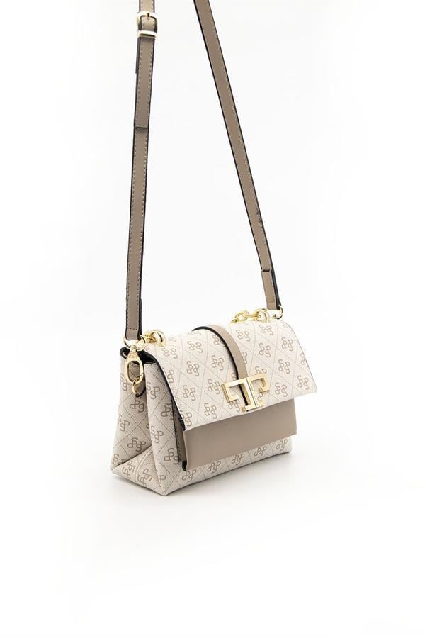 Silver & Polo SP1148 Kadın Çapraz Çanta Monogram Bej-Kum