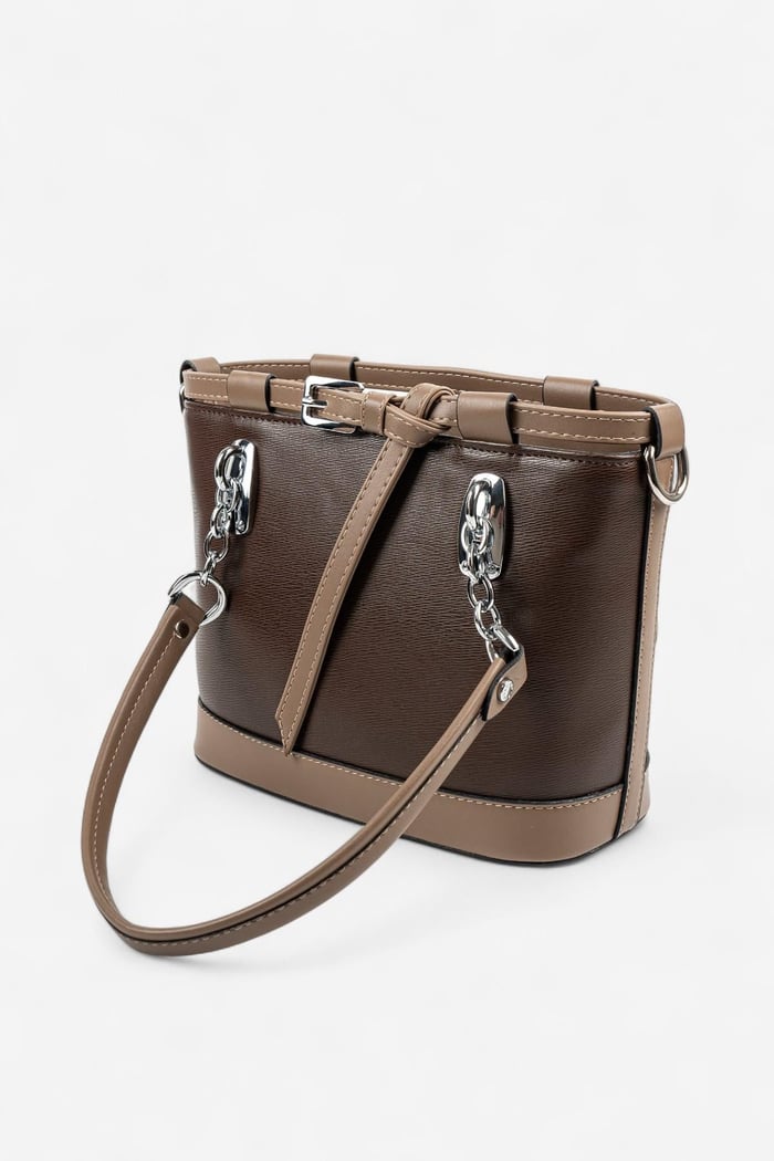 Silver Polo Kahve - Vizon Düz Kadın El Çantası SP1155