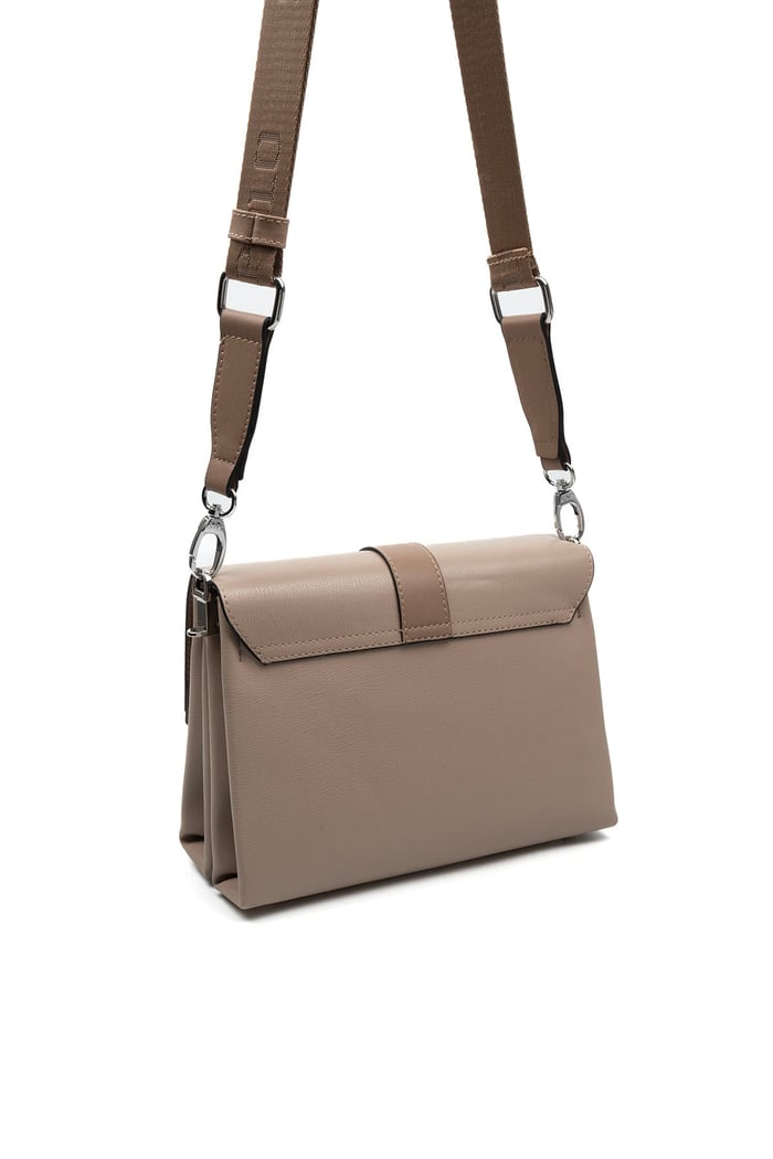 Silver & Polo SP1009 Kadın Çapraz Çanta Düz Koyu Bej-Latte