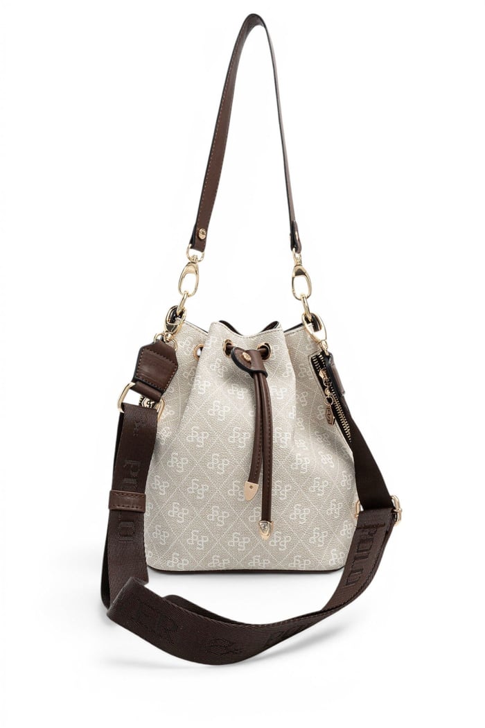 Silver Polo Taş - Kahve Monogram Kadın Omuz Çantası SP1137