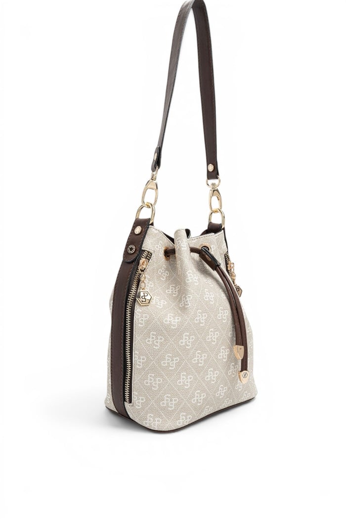 Silver Polo Taş - Kahve Monogram Kadın Omuz Çantası SP1137
