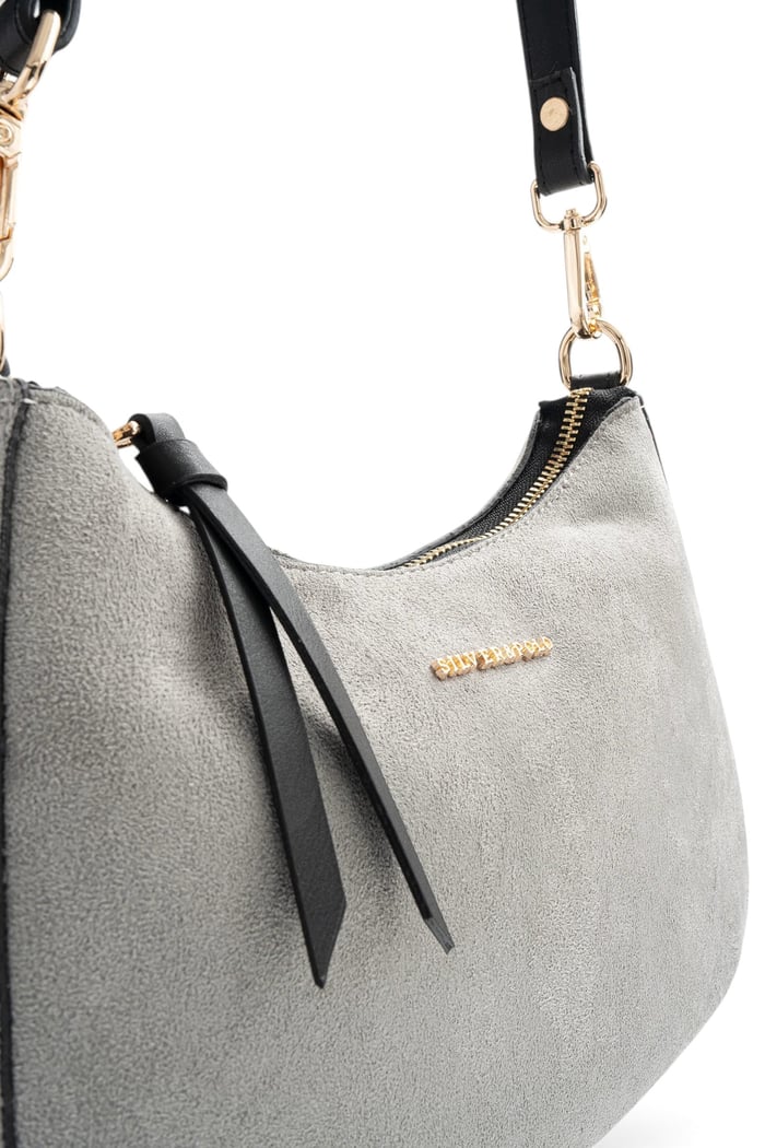 Silver Polo Füme - Siyah Süet Kadın Omuz Çantası SP1259