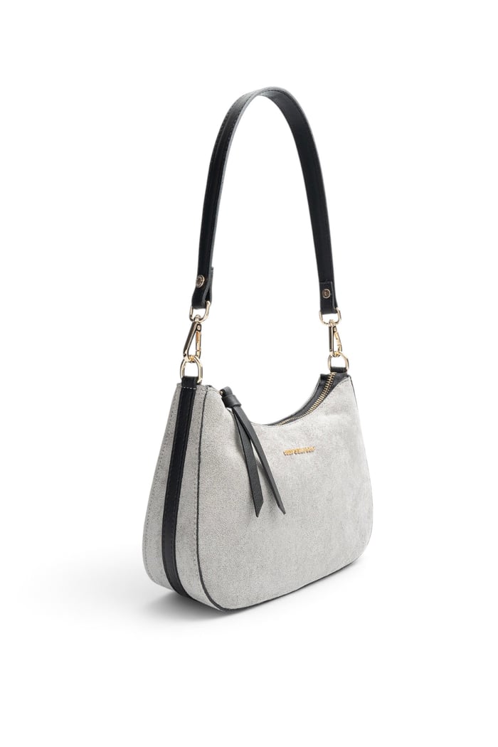 Silver Polo Füme - Siyah Süet Kadın Omuz Çantası SP1259
