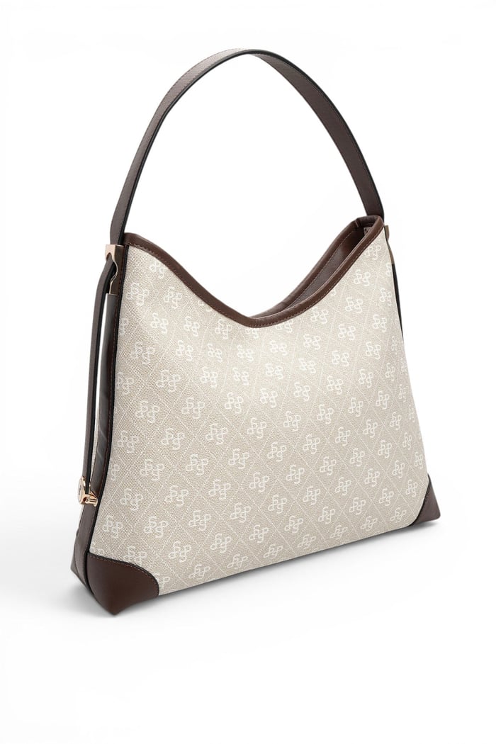 Silver Polo Taş - Kahve Monogram Kadın Omuz Çantası SP1285