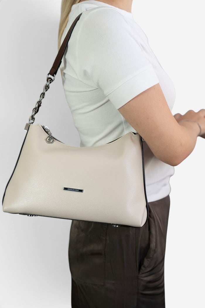 Silver Polo Bej - Kahve Düz Kadın Omuz Çantası SP1290