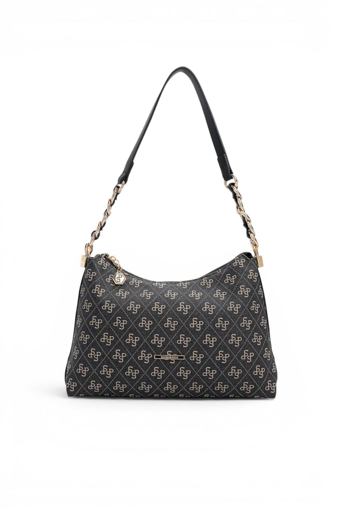 Silver Polo Füme - Siyah Monogram Kadın Omuz Çantası SP1290