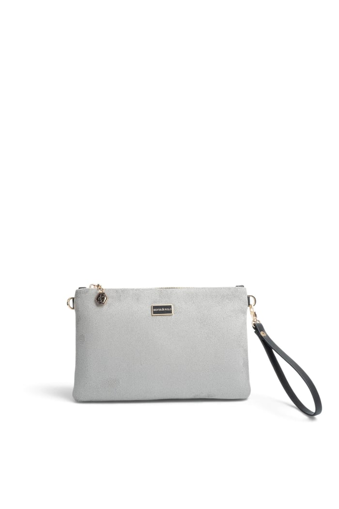 Silver Polo Füme - Siyah Süet Kadın Portföy ve Clutch El Çantası SP1250
