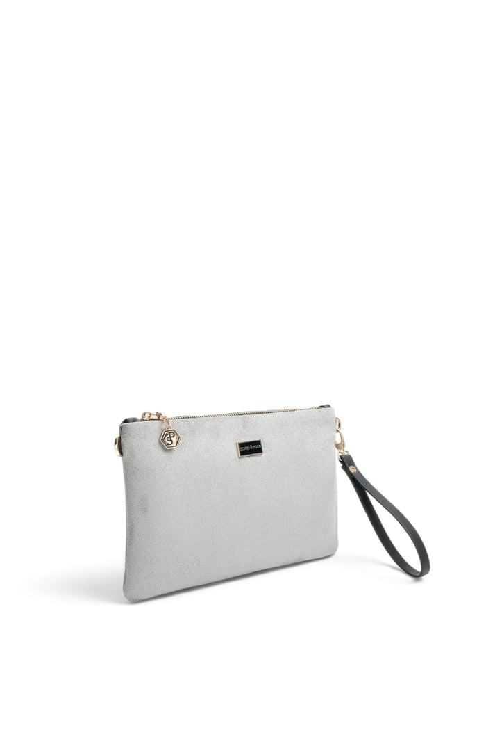 Silver Polo Füme - Siyah Süet Kadın Portföy ve Clutch El Çantası SP1250